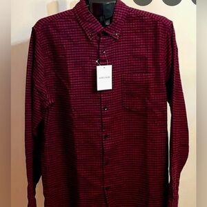 Nordstrom Men's Trim Fit Burgundy Plaid Button-Down Shirt